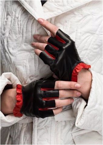 Женски кожени ръкавици без пръсти