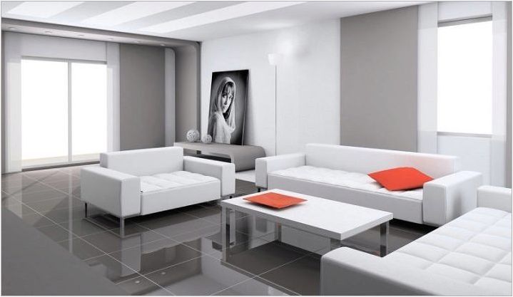 Бели мебели във вътрешността на хола
