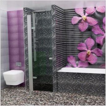 Дизайн на баня с орхидеи на плочки