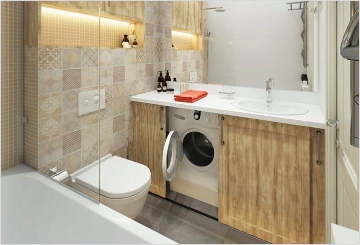 Дизайн на банята с пералня с площ от 4 км. М