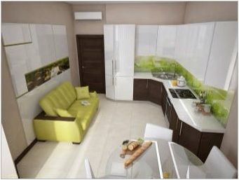 Кухненски дизайн 12 кв. m с диван