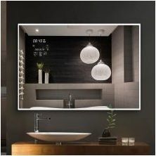 Огледало за баня с часовник: плюсове и минуси, избор, примери в интериора