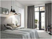 Опции за използване на сиви завеси в интериора на спалнята