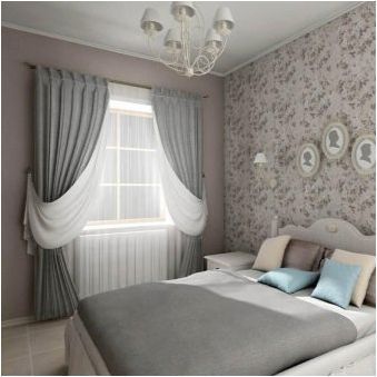 Опции за използване на сиви завеси в интериора на спалнята