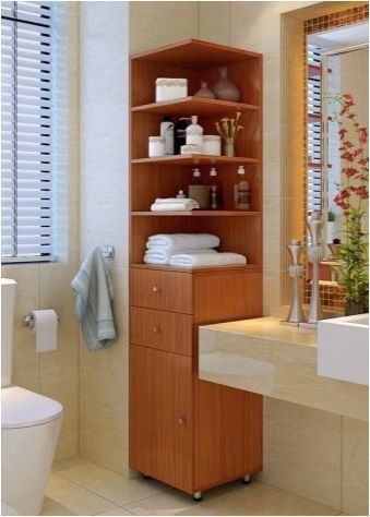 Шкафове за ъглови подови в банята: функции, разновидности, избор