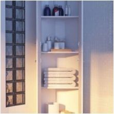 Шкафове за ъглови подови в банята: функции, разновидности, избор