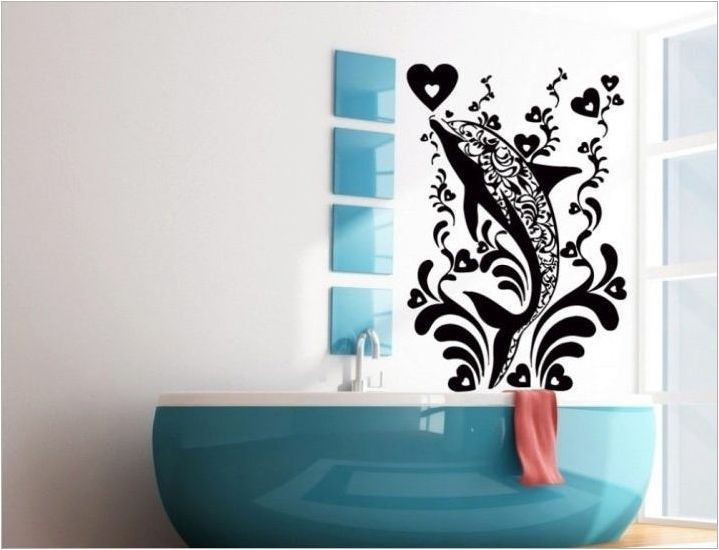 Стикери в банята за плочки: Преглед на преглед и дизайн