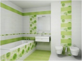 Зелена плочка в интериора на банята