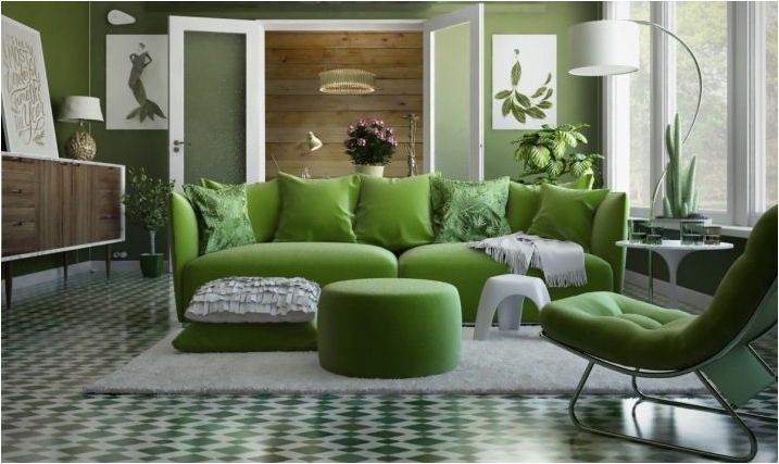 Зелени дивани в интериора