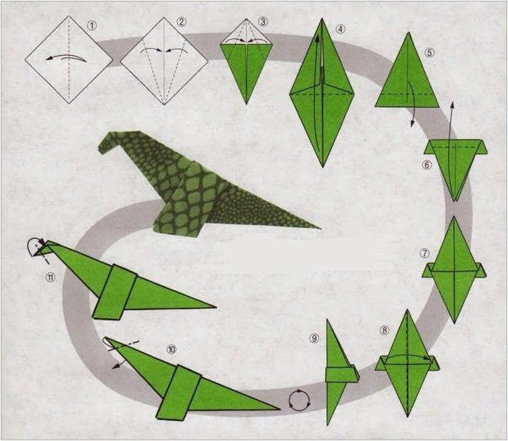 Как да сгънете динозавъра в техниката на оригами?