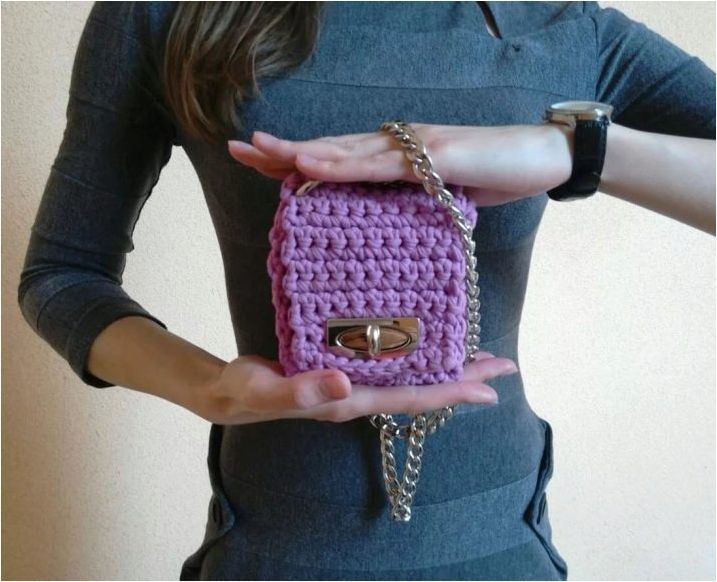 Трикотажна торба с плетена плетена плетене на една кука: майсторски клас